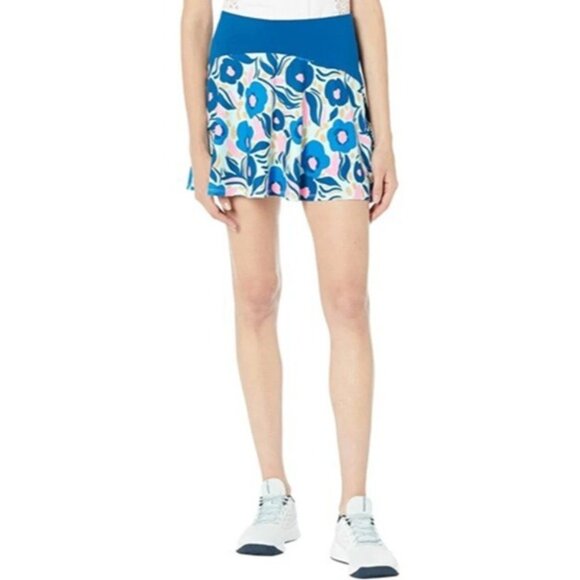 NEW Original Penguin LARGE Papercut Floral Flounce Golf Skort Skirt BLUE - Picture 1 of 5